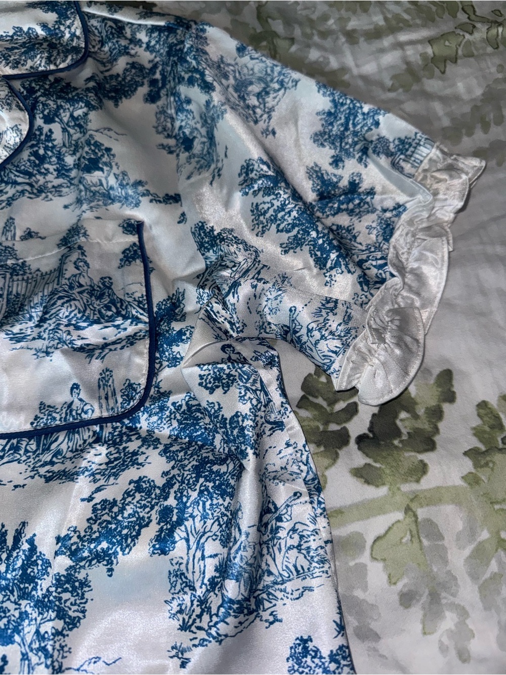 New Women's Blue Toile Short Pajama Set SZ MD - Picture 9 of 12